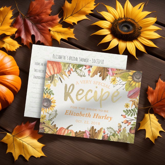 Invitation Carte Postale Recette de Fête des mariées chic automne automne F (Créateur téléchargé)