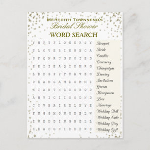 Invitation Carte Postale Recherche de mots nuptiaux   Confetti d'or