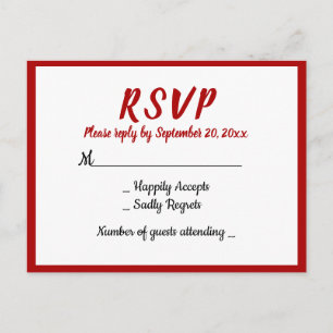 Invitation Carte Postale Red Burgundy RSVP WEdding Party Automne Pays