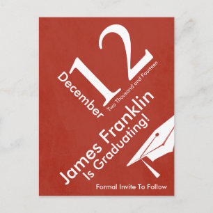 Invitation Carte Postale Red Modern Retro Enregistrer La Date Graduation