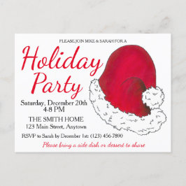 Invitation Carte Postale Red Santa Claus Casquette Noël Fête de Noël