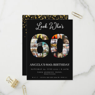 Invitation Carte Postale regarde qui a 60 ans joyeux anniversaire Dispositi
