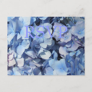 Invitation Carte Postale Réponse bleue de l'hortensia RSVP