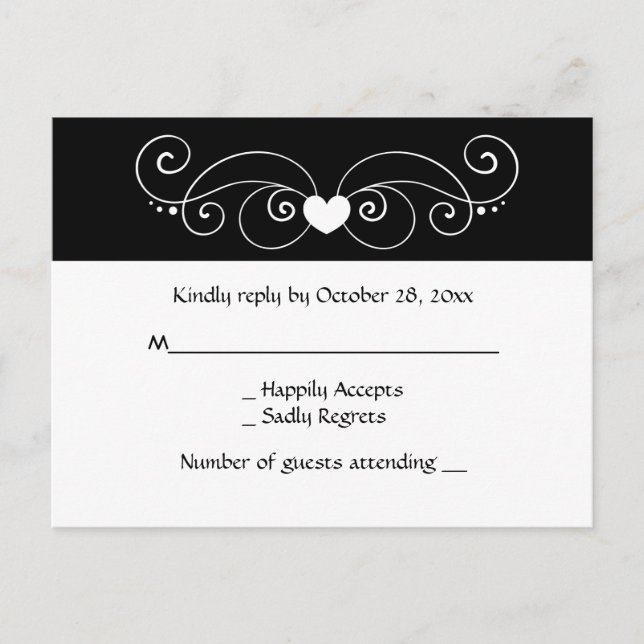 Invitation Carte Postale Réponse de la partie de mariage cardiaque RSVP en  (Devant)