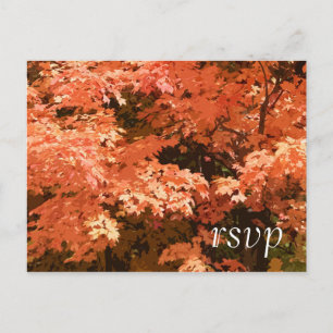 Invitation Carte Postale Réponse du Mariage de automne Feuille Orange RSVP