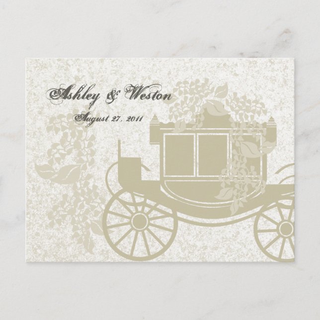 Invitation Carte Postale Réponse du Mariage de Royal Coach (Devant)