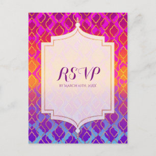 Invitation Carte Postale Réponse pour la fête glamour marocaine arabe aux c