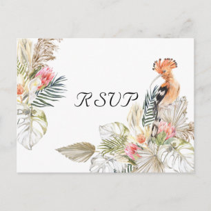 Invitation Carte Postale Réponse pour un mariage botanique bohème safari af