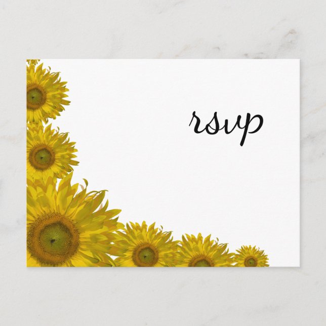 Invitation Carte Postale Réponse RSVP de Mariage du bord du tournesol (Devant)