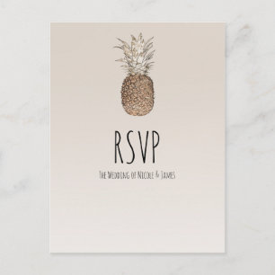 Invitation Carte Postale Réponse RSVP de mariage hawaïen tropical à l'anana