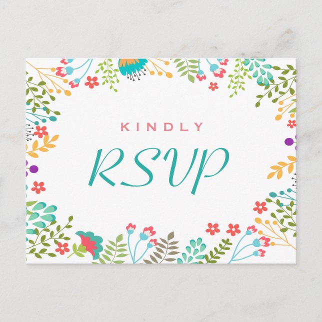 Invitation Carte Postale Réponse RSVP florale chic moderne (Devant)