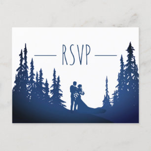 Invitation Carte Postale Réponse RSVP pour mariage dans une forêt rustique