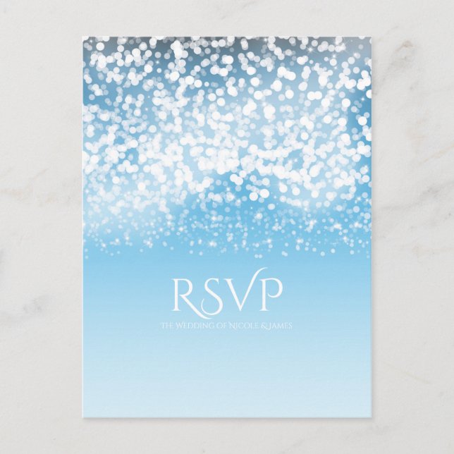 Invitation Carte Postale Réponse RSVP Sparkling Lights Romantic Winter Wond (Devant)