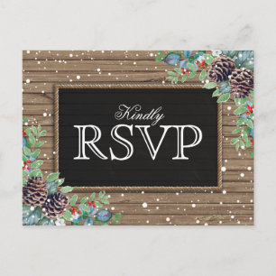 Invitation Carte Postale Réponse Rustique Réponse de Mariage de Noël en H