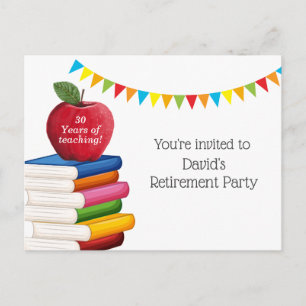 Invitation Carte Postale retraite d'enseignant, Apple, retraite d'enseignan