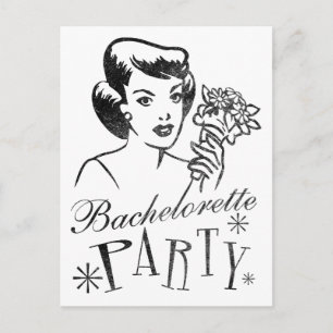 Invitation Carte Postale Retro Bachelorette