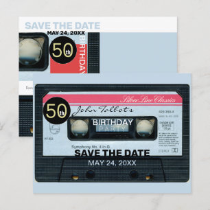 Invitation Carte Postale Retro C Audiotape 50e anniversaire Fête Enregistre