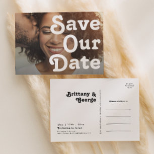 Invitation Carte Postale Rétro Moderne Écriture Horizontale Sauvegarder Not