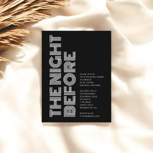 Invitation Carte Postale Retro moderne Gras Dîner de répétition Noir