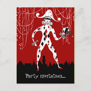 Invitation Carte Postale Rétro partie vintage de confettis de clown de