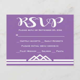 Invitation Carte Postale Rétro Violet RSVP Géométrique Triangle Tribal