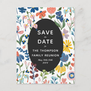 Invitation Carte Postale Retrouvailles familiales des fleurs de Whimsical E