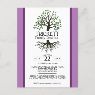 Invitation Carte Postale Réunion de famille de l'arbre généalogique Lavende