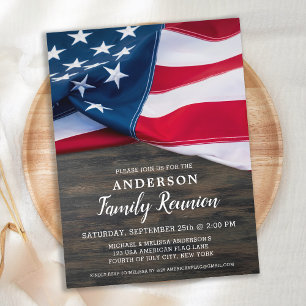 Invitation Carte Postale Réunion de famille Drapeau américain Fête patrioti