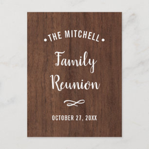 Invitation Carte Postale Réunion familiale simple Aspect rustique en bois