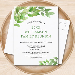Invitation Carte Postale Réunion famille Arbre aquarelle