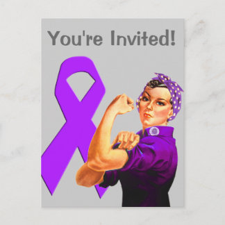 Invitation Carte Postale Ribbon de sensibilisation à la pourpre Rosie le Ri