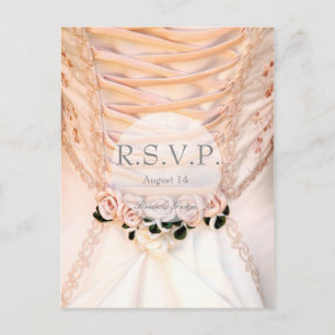 Invitation Carte Postale Robe de mariée blanche avec mariage Rose RSVP