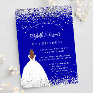 Invitation Carte Postale Robe de parties scintillant royale bleue