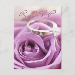 Invitation Carte Postale romantique violet rose fleuri douche nuptiale