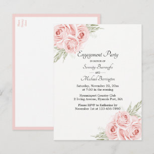 Invitation Carte Postale Rose Aquarelle rose Floral
