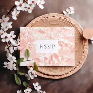 Invitation Carte Postale Rose blanc Cristal Coupe Gemstone Mariage RSVP