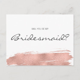 Invitation Carte Postale Rose Gold Brushstroke Serez-Vous Ma Femme D'Accuei
