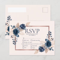 Rose Gold Navy Blue Dusty Pink Floral Wedding