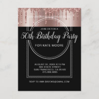 Rose Gold Parties scintillant Drip Noir 50e annive