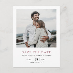 Invitation Carte Postale Rose Gold Photo Enregistrer la date Mariage