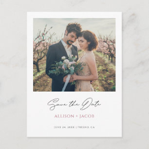 Invitation Carte Postale Rose Moderne Minimaliste Gold Photo Enregistrer La