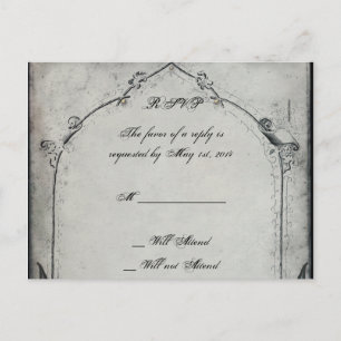 Invitation Carte Postale Rose noir gothique Trellis mariage RSVP