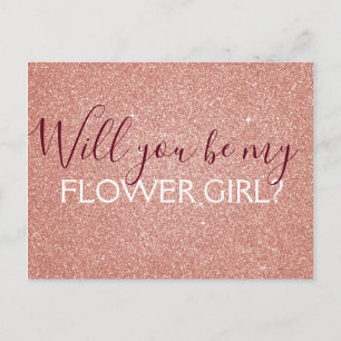 Invitation Carte Postale Rose Rose Parties scintillant Or & Fleur Étincelle