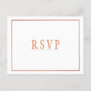 Invitation Carte Postale RSVP Cuivre blanc Orange Mariage simple