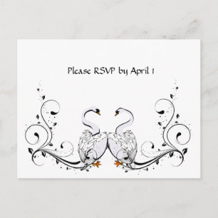 Invitation Carte Postale RSVP cygne blanc