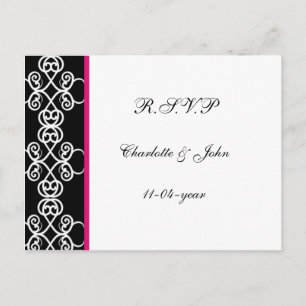 Invitation Carte Postale rsvp de damassé