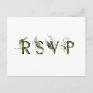 Invitation Carte Postale RSVP de mariage à feuillage tropical