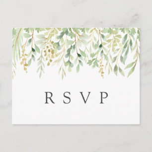 Invitation Carte Postale RSVP de mariage botanique au feuillage vert