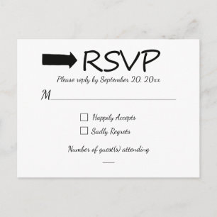 Invitation Carte Postale RSVP Flèche noire et blanche Mariage / Parti