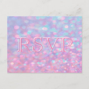 Invitation Carte Postale RSVP Lumières Bokeh rose